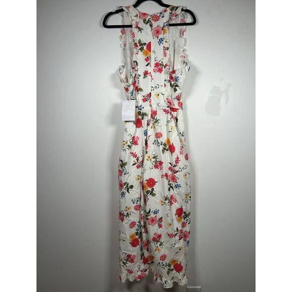 NWT Gal Meets Glam Beverly White Floral Cropped Jumpsuit Women's Size 14 - Picture 6 of 11